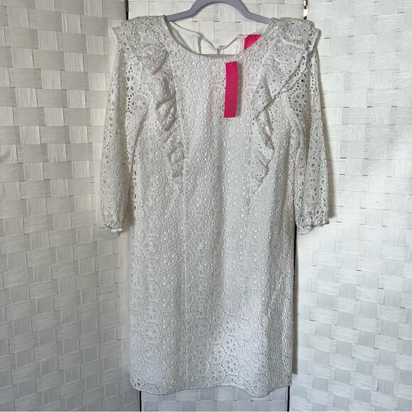 Lilly Pulitzer Primm Dress Size Small In Resort White Preppy Dainty Eyelet - Picture 3 of 13